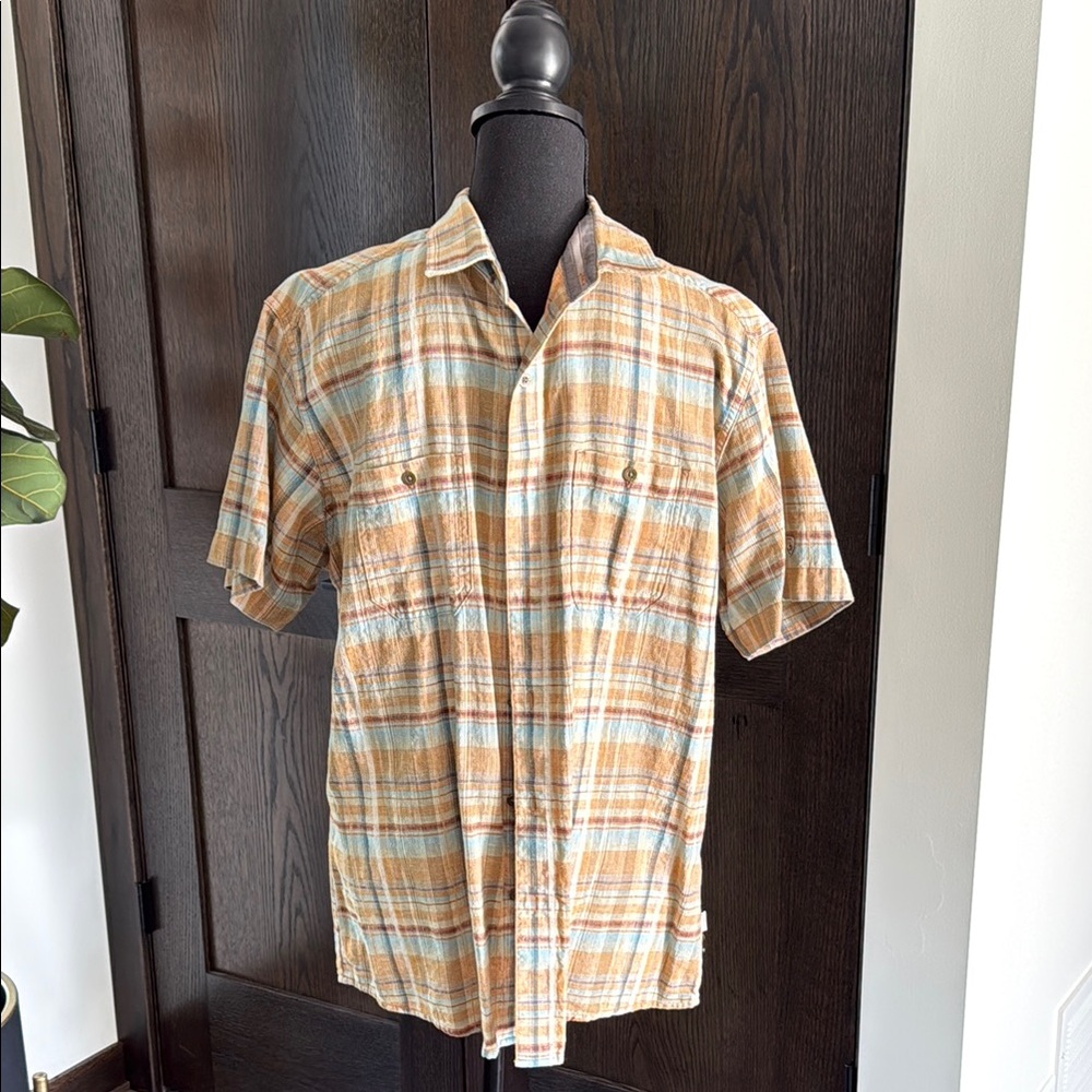 Kuhl Blue and Tan Casual Button Down Shirt